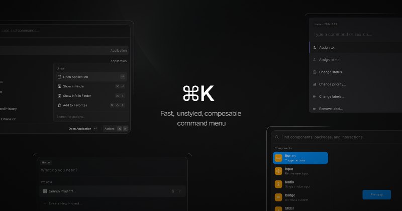 GitHub - dip/cmdk: Fast, unstyled command menu React component.