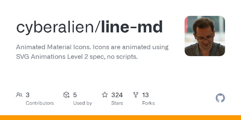 GitHub - cyberalien/line-md: Animated Material Icons. Icons are animated using SVG Animations Level 2 spec, no scripts.