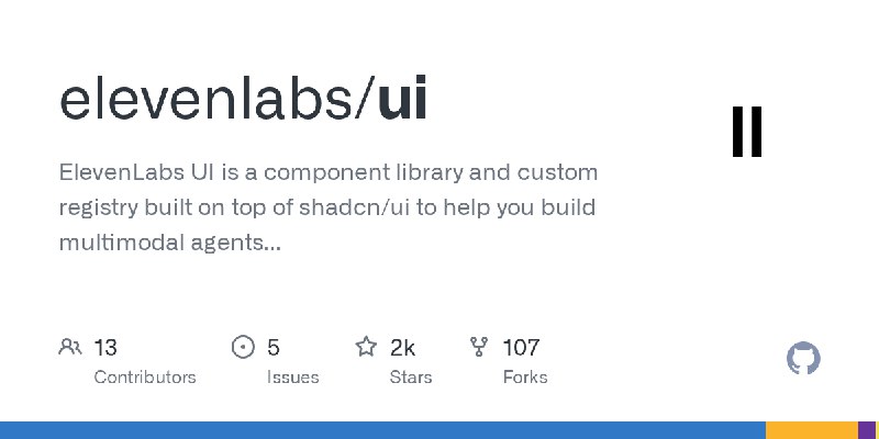 GitHub - elevenlabs/ui: ElevenLabs UI is a component library and custom registry built on top of shadcn/ui to help you build multimodal…