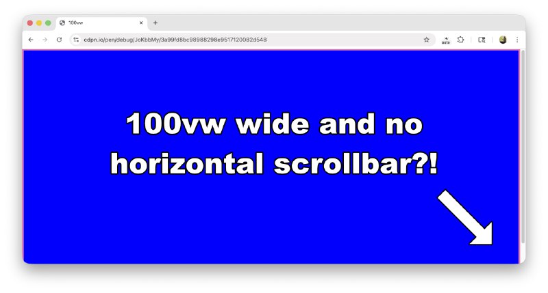 Using 100vw is now scrollbar-aware (in Chrome 145+, under the right conditions)