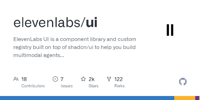 GitHub - elevenlabs/ui: ElevenLabs UI is a component library and custom registry built on top of shadcn/ui to help you build multimodal…