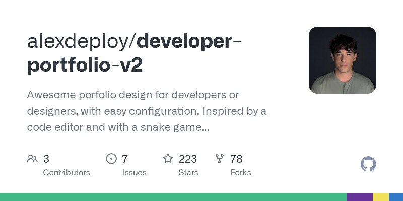 GitHub - alexdeploy/developer-portfolio-v2: Awesome porfolio design for developers or designers, with easy configuration. Inspired…
