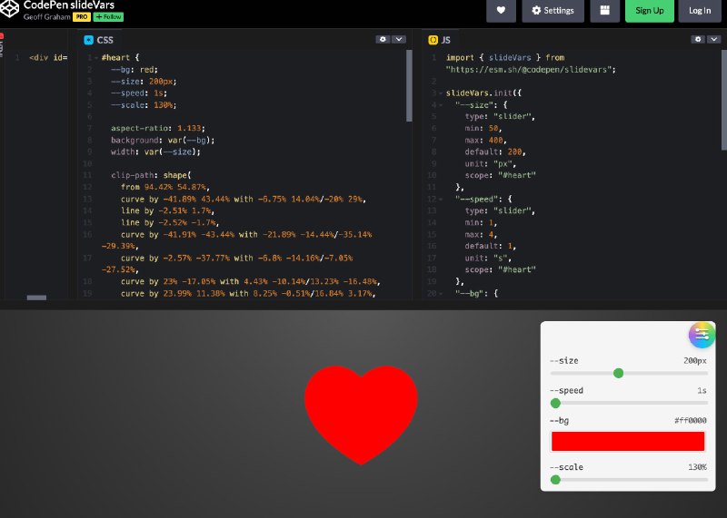 #优质博文 #CSS #CodePen #前端 #demo Playing With CodePen slideVars | CSS-Tricks：介绍 CodePen 官方推出的 slideVars 工具，它可以自动检测 CSS 变量并生成交互式控制面板，现在在 codepen 里写交互式 Demo 更方便了