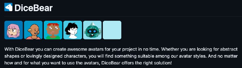 #开源 #前端 #tools #设计 #API #头像生成做友链功能的时候发现的（感觉还挺好用的就 mark 一下）DiceBear 是一个为设计师和开发者提供多种风格头像生成功能的开源库