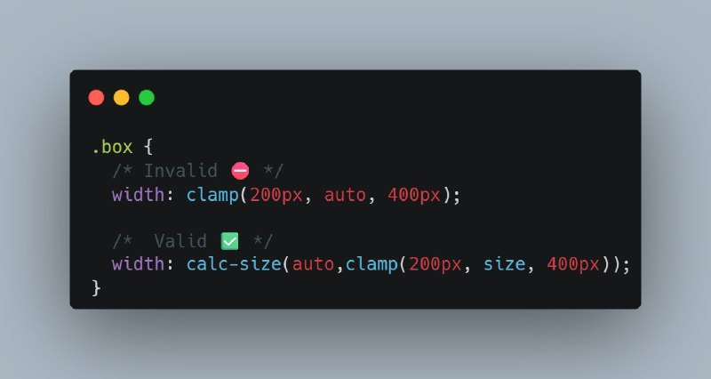#CSS #前端 #新特性💡 CSS Tip!：介绍如何利用 CSS 新特性 calc-size() 在 clamp() 函数中使用 auto 等尺寸关键字挺新的，MDN 在这里💡 CSS Tip!Have you ever tried to use 