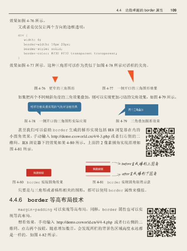 #书摘 #css #前端《CSS 世界》关于border的奇妙小知识1. border-color 有一个很重要也很实用的特性，就是“border-color 默认颜色就是color色值”