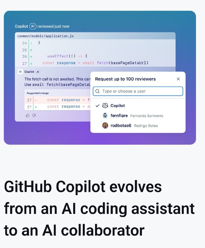 Copilot 搞了个什么 Copilot as collaborator然后这个 collaborator 在宣传图里面嗯把对的改成错的...（useEffect 里面不能直接 await，一般写 promise.then(setState) 这种）但是 LLM 不太会犯这种低级错误，说明是阿三做图做错了（