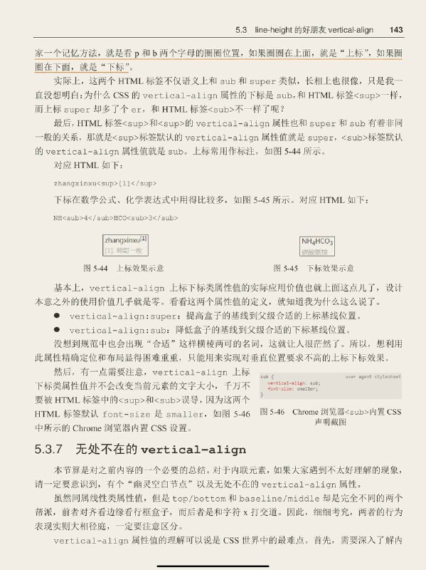 #书摘 #css #前端《CSS 世界》深入内联元素 —— vertical-align 书接上回1. 「vertical-align 上标下标类属性值指的就是 sub 和super 两个值，分别表示下标和上标