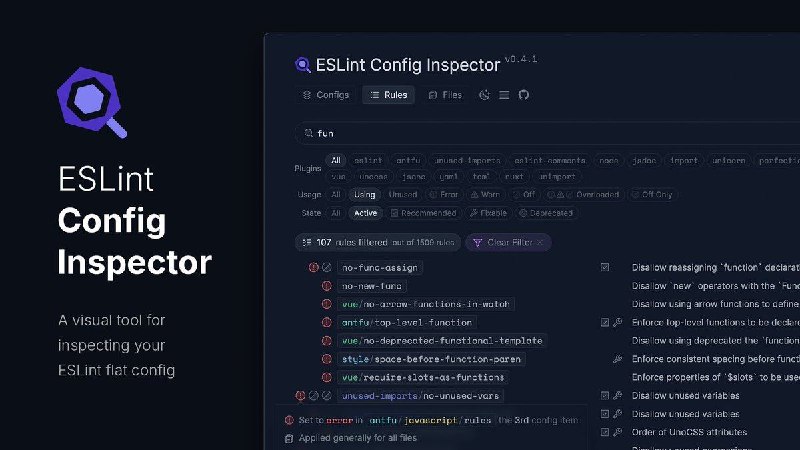 #前端 #资源推荐 #工程化 Introducing ESLint Config InspectorESLint 引入了 Config Inspector，这是一个帮助理解和管理 ESLint 配置文件的可视化工具
