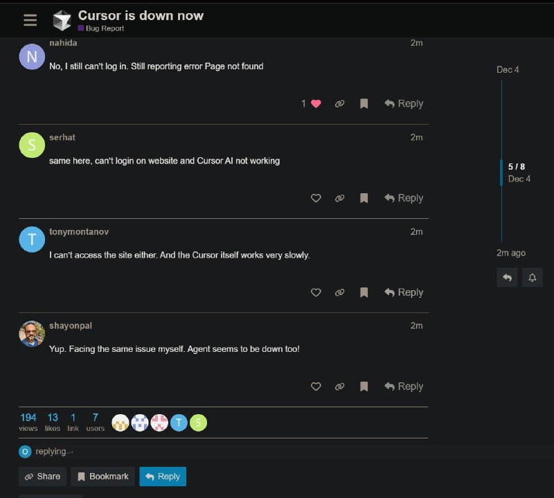 #快讯报—— cursor 官网登录服务又崩了，登不上去 404 了（也问不了问题）
