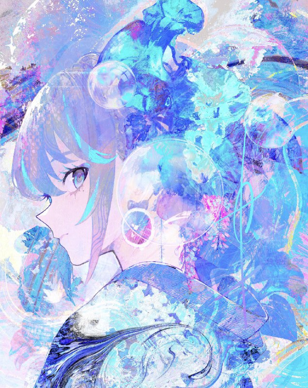 🌈🫧🌈Source by twitter はむメロン自定义标签: #甜妹 #透明水彩 #泡泡 #蓝色系尺寸: 1584x1991@CosineGallery ｜ 网站｜ 本图链接 2300